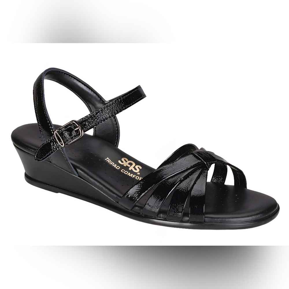 SAS Patent Leather‎ Black Strappy Sandals